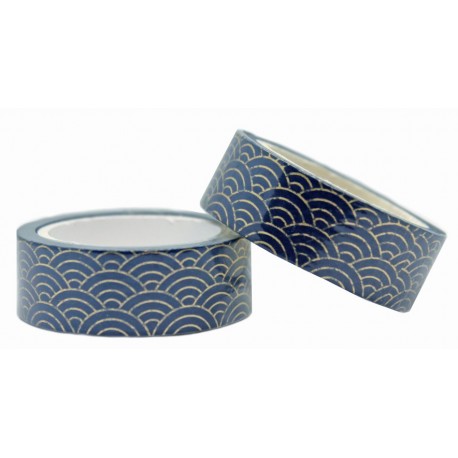 Taśma 15 mm 7 m - fale seigaiha pozłacana