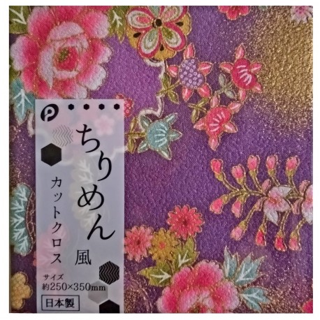 Chirimen 250x350 fiolet piwonie złocenia