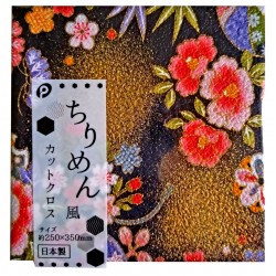 Chirimen 250x350 czarny piwonie złocenia