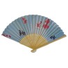 Wachlarz składany bambusowy złote rybki niebieski
