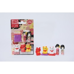Gumka do mazania zestaw - maiko, kokeshi, kotki maneki neko