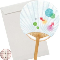 Kartka mini wachlarz złote rybki z kopertą