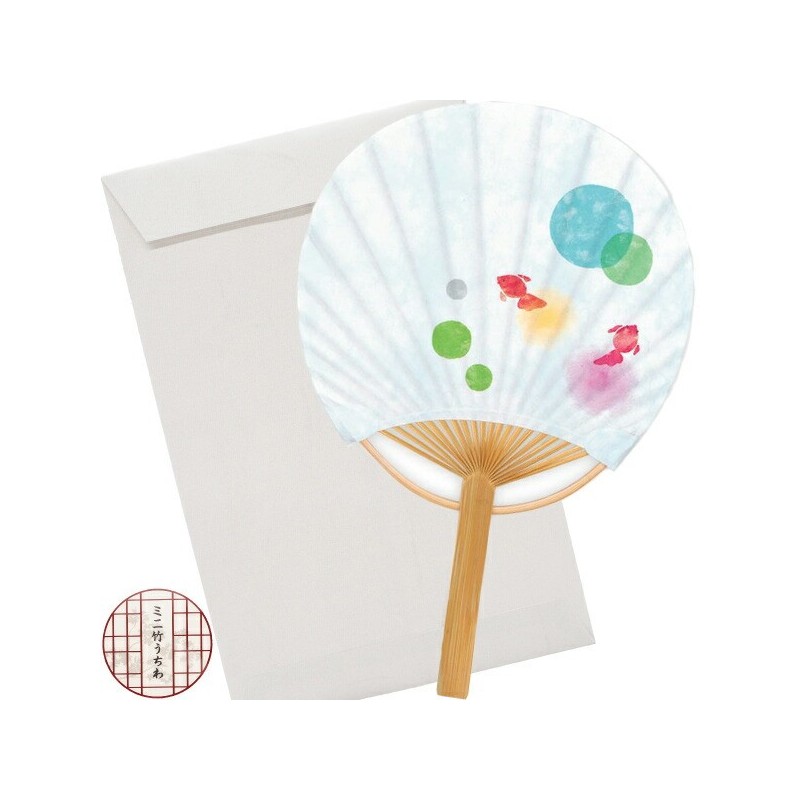 Kartka mini wachlarz złote rybki z kopertą