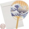 Kartka mini wachlarz drzeworyt Hokusai Wielka Fala z kopertą
