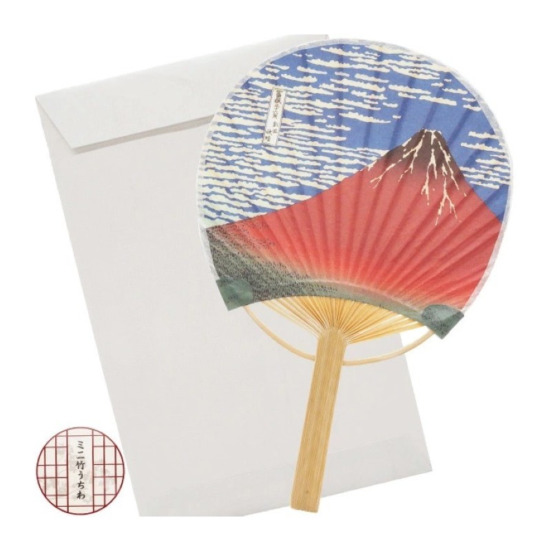 Kartka mini wachlarz drzeworyt Hokusai góra Fuji z kopertą