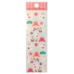 Naklejki z japońskim wzorem -  króliczki, sakura złocenia