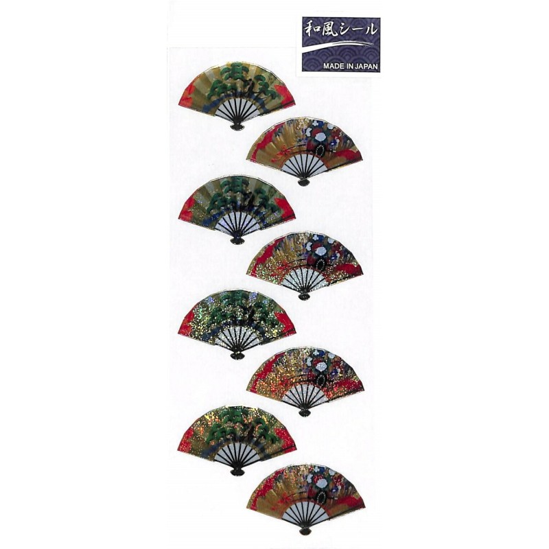 Naklejki z japońskim wzorem -  wachlarze brokatowe