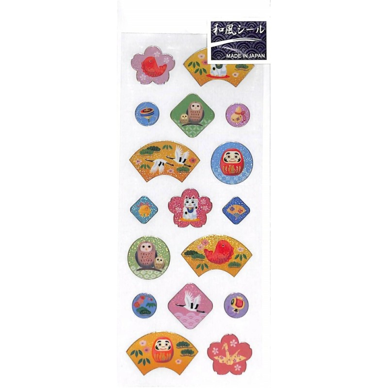 Naklejki z japońskim wzorem -  japońskie symbole pomyślności brokatowe