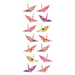 Naklejki z japońskim wzorem - żurawie origami złocenia