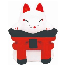 Figurka z wróżbą omikuji - brama torii i lis kitsune